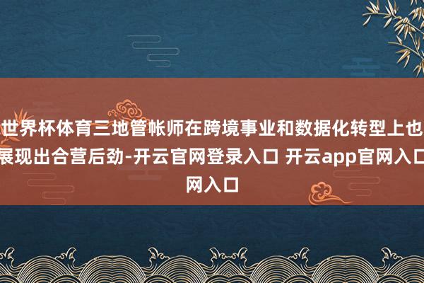 世界杯体育三地管帐师在跨境事业和数据化转型上也展现出合营后劲-开云官网登录入口 开云app官网入口