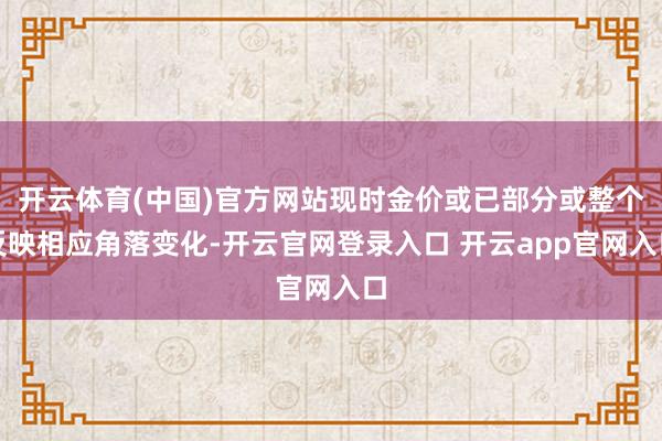 开云体育(中国)官方网站现时金价或已部分或整个反映相应角落变化-开云官网登录入口 开云app官网入口