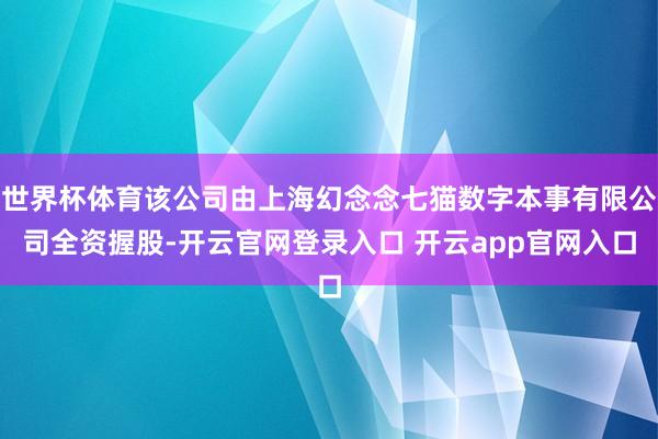 世界杯体育该公司由上海幻念念七猫数字本事有限公司全资握股-开云官网登录入口 开云app官网入口