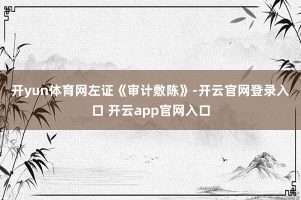 开yun体育网　　左证《审计敷陈》-开云官网登录入口 开云app官网入口