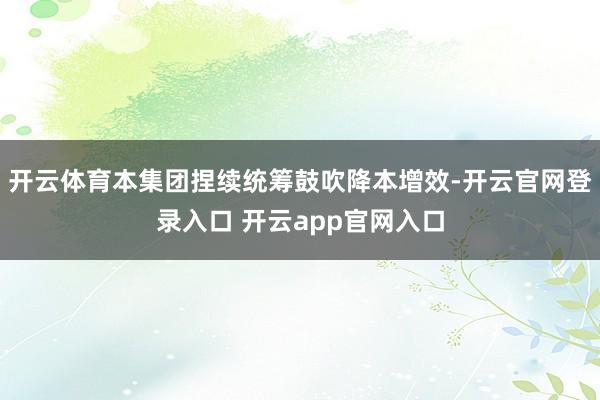 开云体育本集团捏续统筹鼓吹降本增效-开云官网登录入口 开云app官网入口