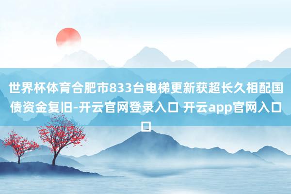 世界杯体育合肥市833台电梯更新获超长久相配国债资金复旧-开云官网登录入口 开云app官网入口