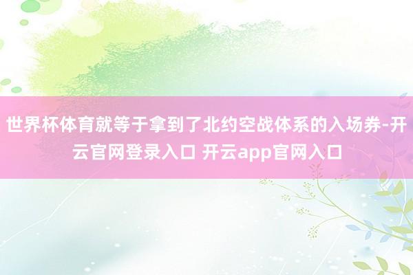 世界杯体育就等于拿到了北约空战体系的入场券-开云官网登录入口 开云app官网入口