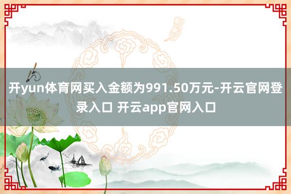 开yun体育网买入金额为991.50万元-开云官网登录入口 开云app官网入口